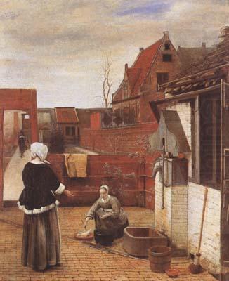 A Woman and her Maid in a Coutyard (mk08), Pieter de Hooch